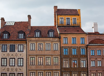 Old colorful homes in Warsaw