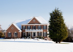 Modern house in snow