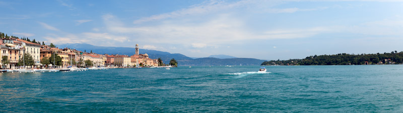 Panorama of Salo harbor on Lake Garda