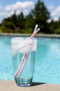 Glass of Water by swimming pool