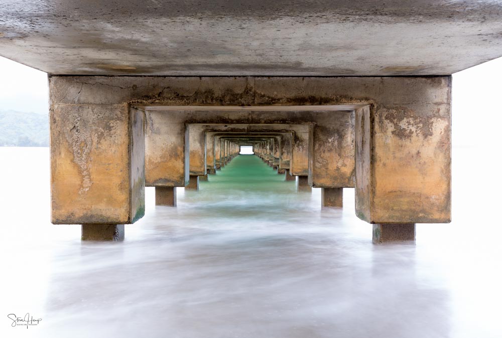 The under side of Hanalei Pier in Kauai