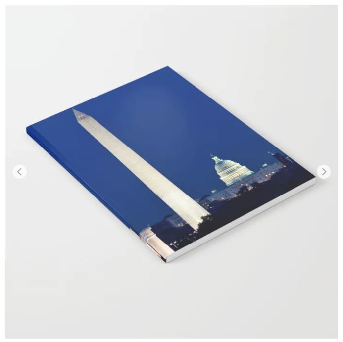 Harvest moon over Washington DC monuments recently sold on notebooks on Society6